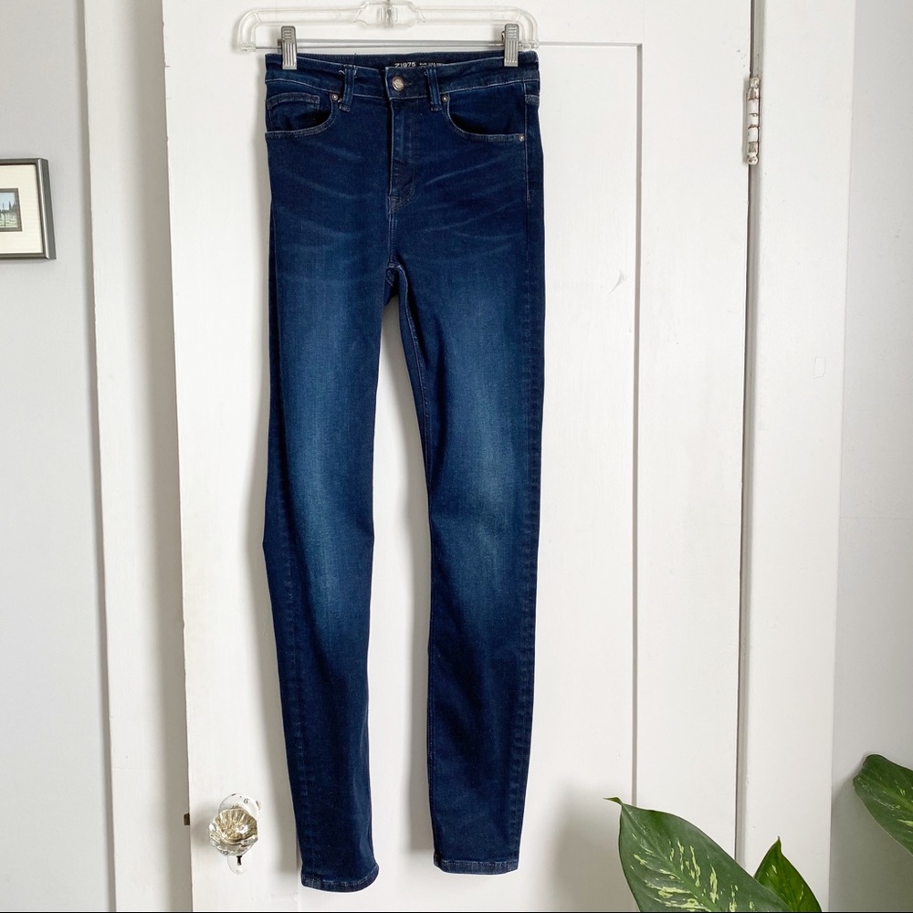Zara Z1975 Dark Blue High-Rise Skinny Jeans